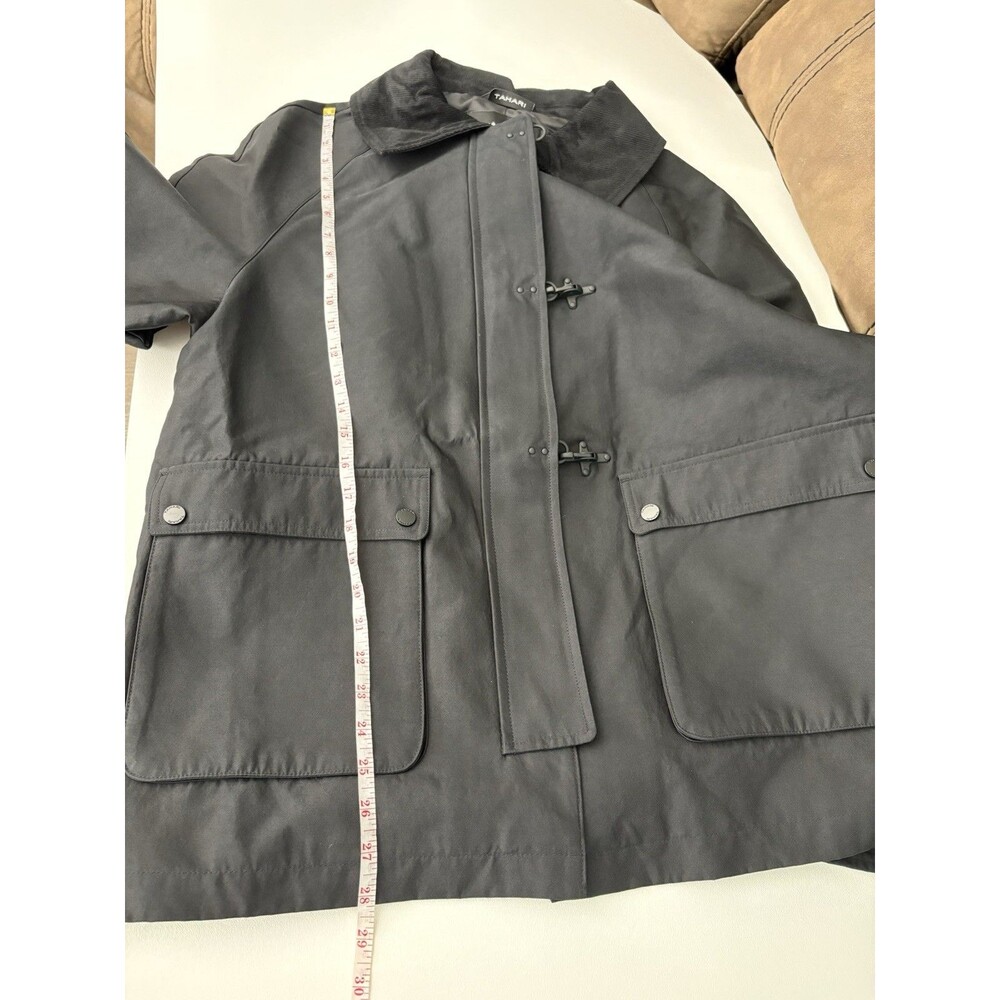 NWT Tahari Taylor Black Barn Jacket Corduroy Collar Toggle Snap Women's Coat L - Picture 7 of 16